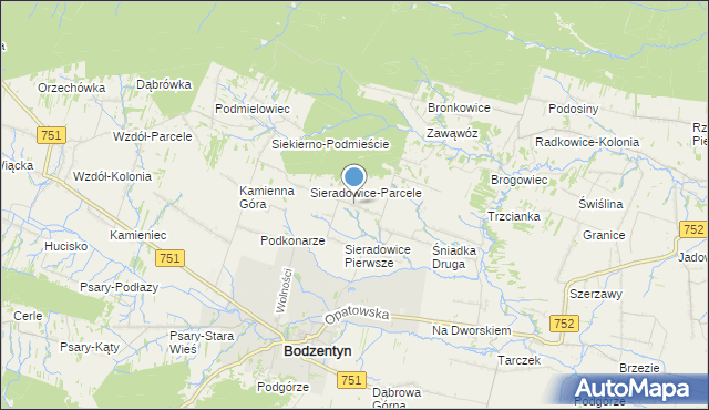 mapa Sieradowice Drugie, Sieradowice Drugie na mapie Targeo